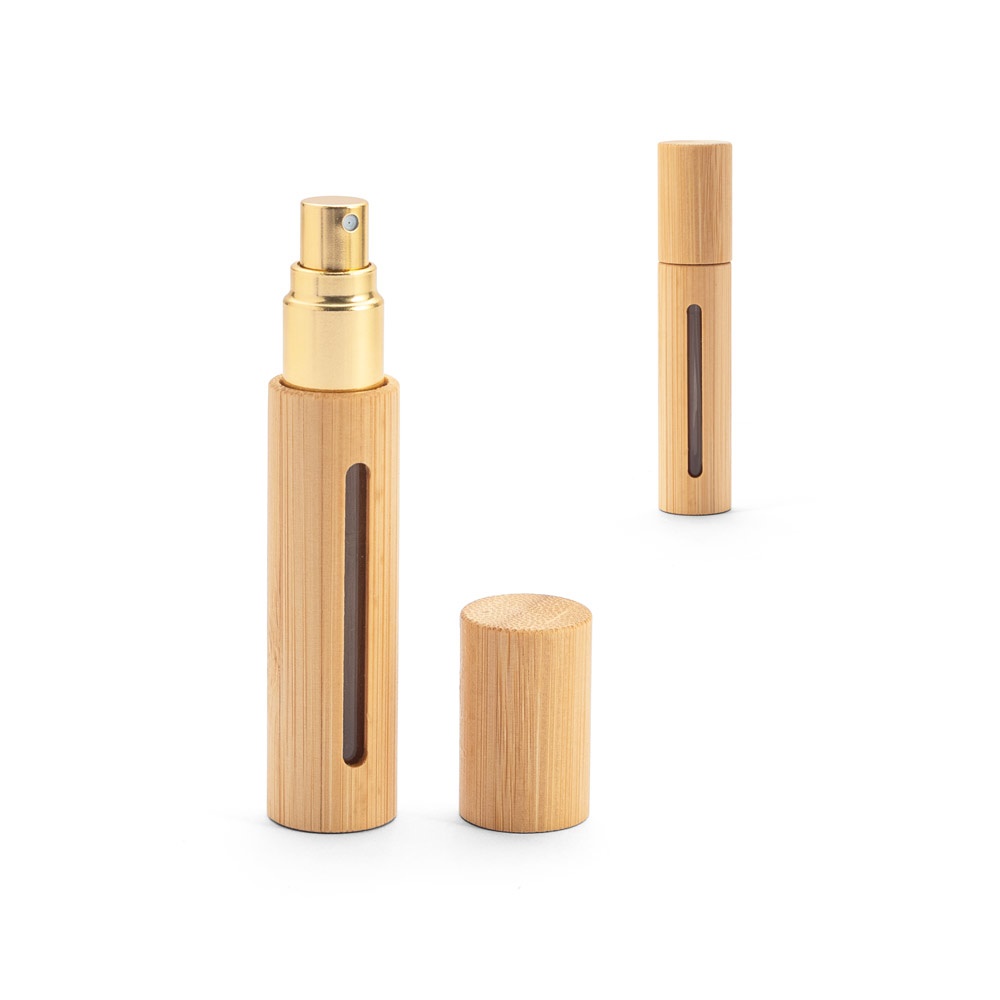 Atomiseur de parfum rechargeable avec boîtier en bambou naturel