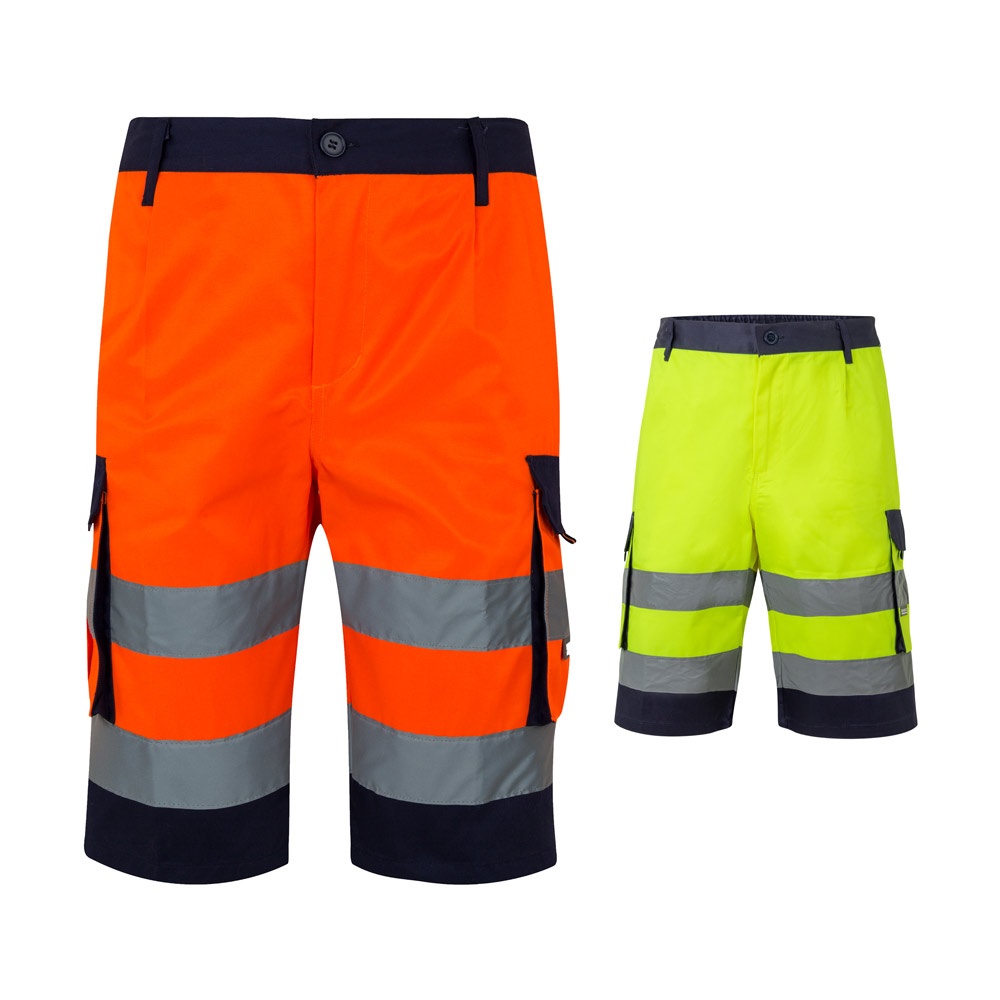 Bermuda bicolore multi-poches (210g/m²), en coton (20%) et polyester (80%)