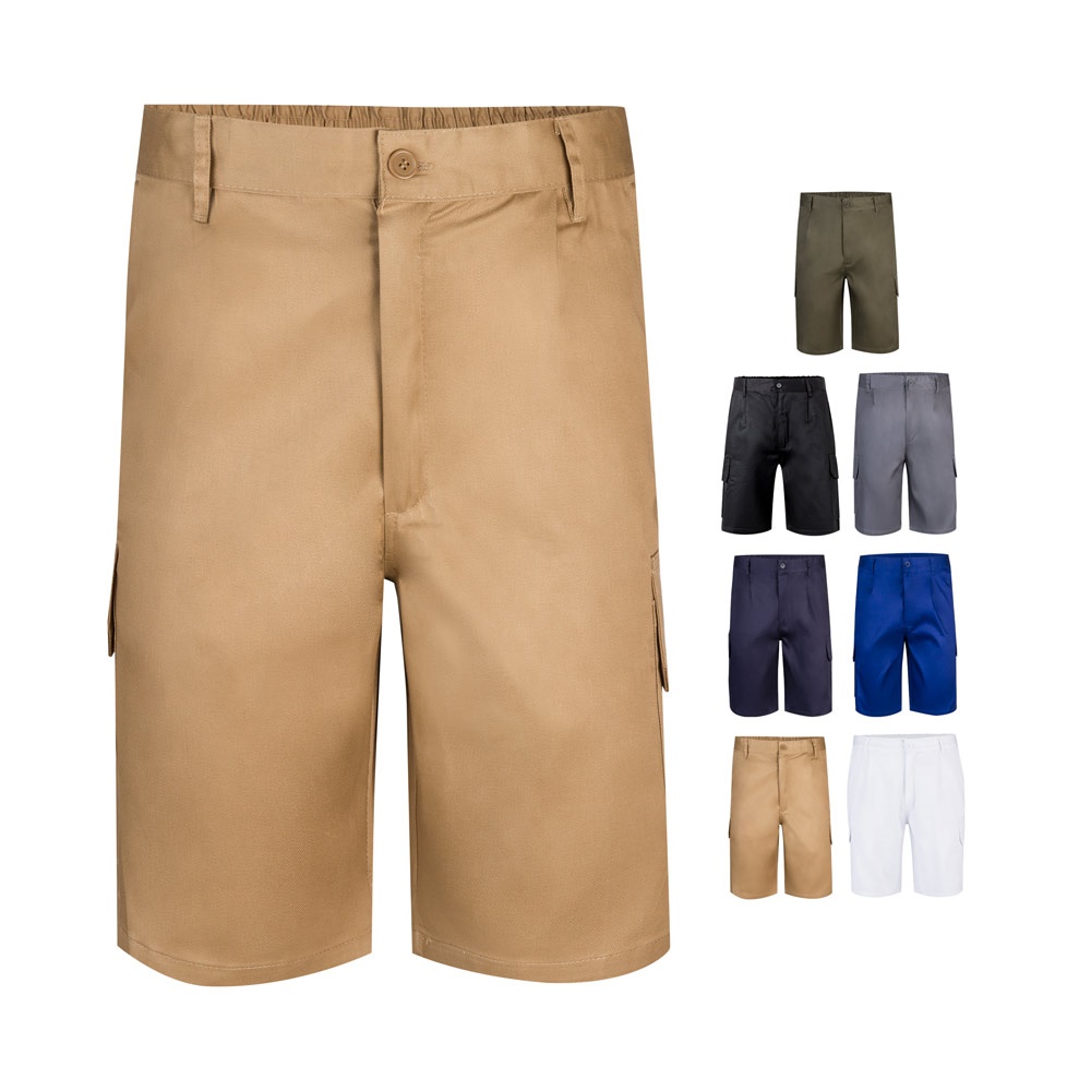 Bermuda sergé, multipoches (200g/m²), en coton (35%) et polyester (65%)
