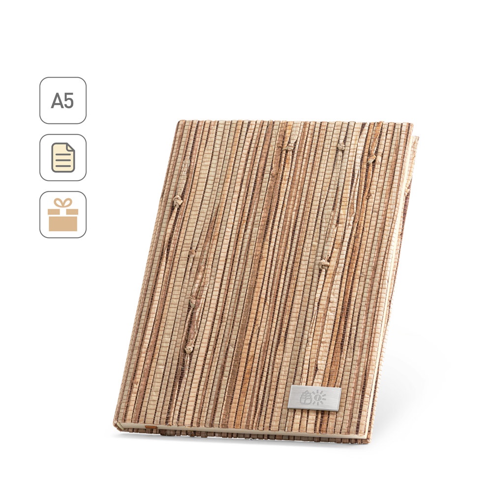 Bloc-notes A5 avec couverture rigide en fibre de paille naturelle