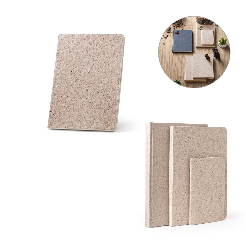 Bloc-notes A5 avec couverture semi-rigide fabriquée à partir de déchets de feuilles de thé (65%)
