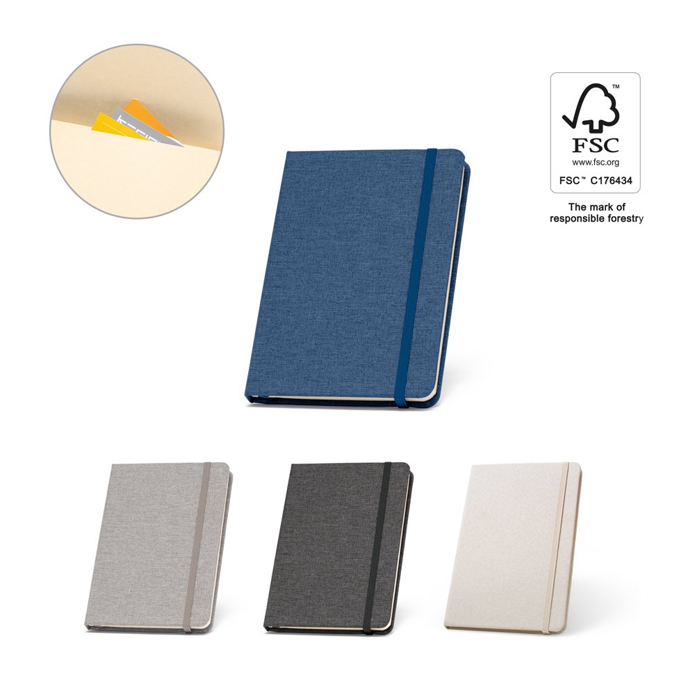 Bloc-notes de notes A5 en polyester recyclé (100% rPET) avec pages lignées