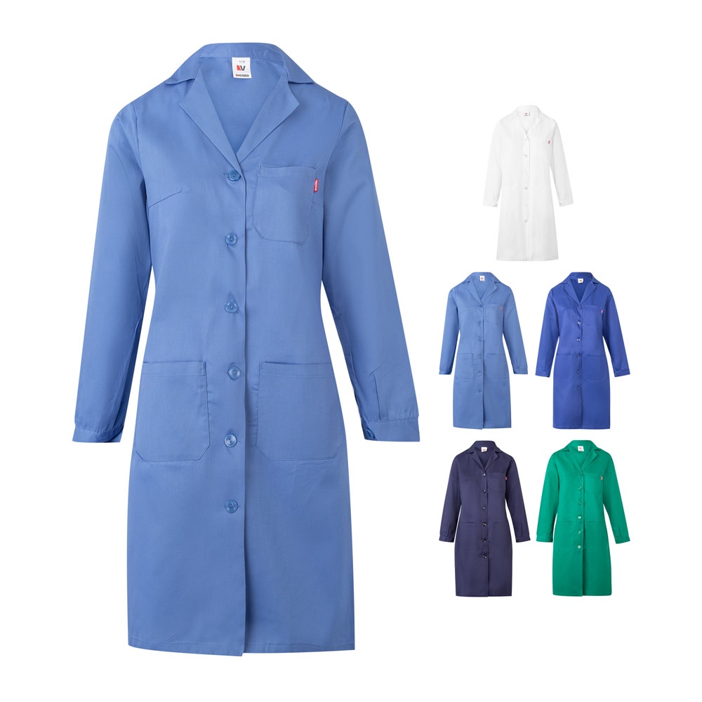 Blouse sergée à manches longues (175g/m²), en sergé de coton (35%) et polyester (65%)