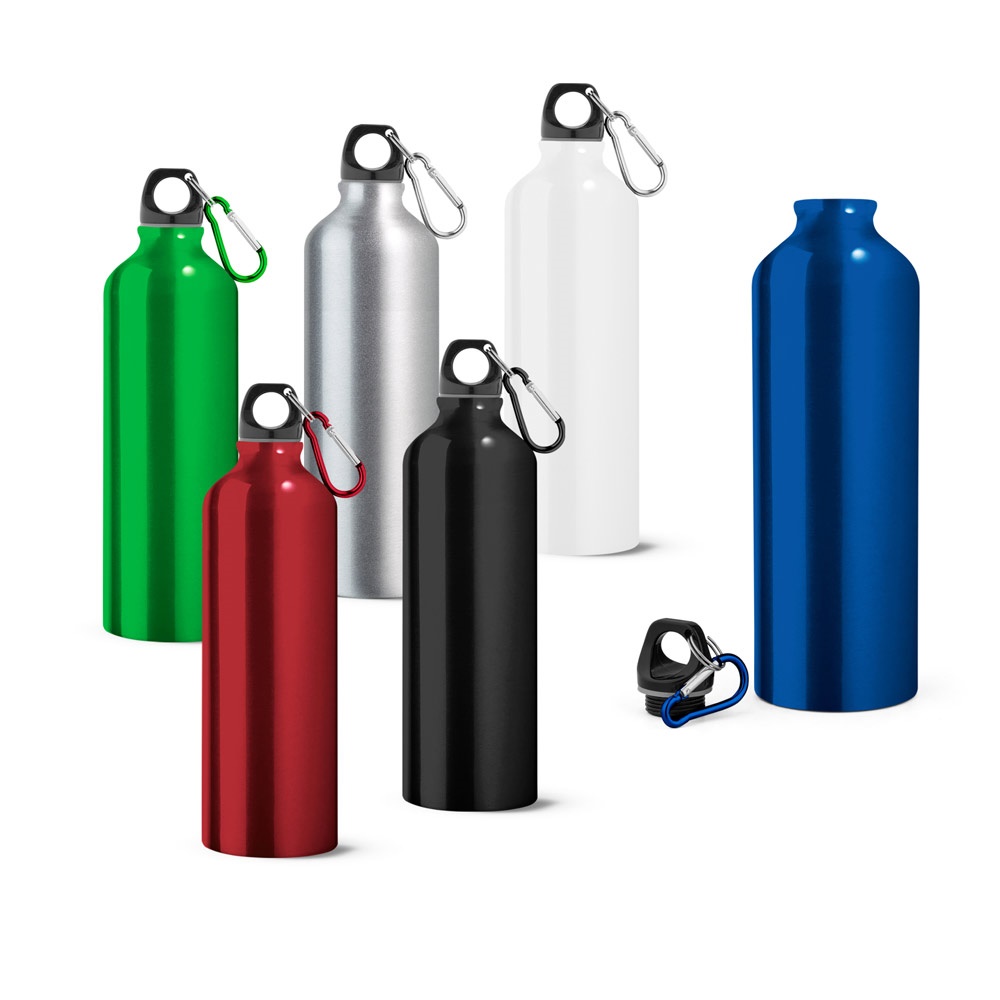 Bouteille de sport 800mL en aluminium avec mousqueton