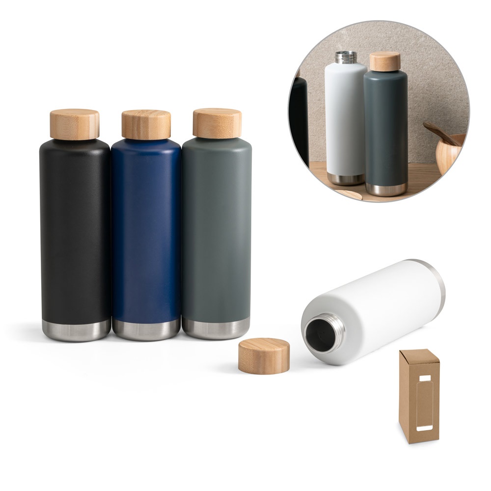 Bouteille en acier inoxydable (36% recyclée) avec double paroi isolée sous vide 640 mL