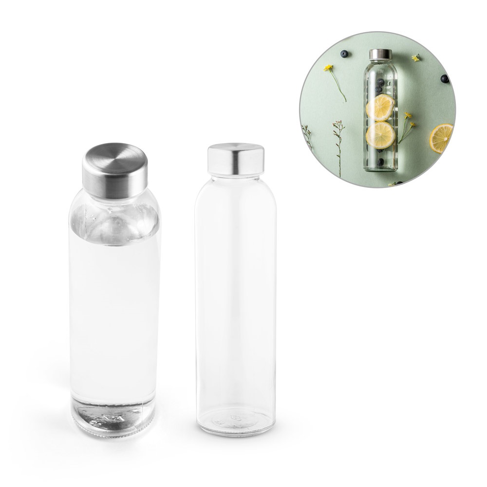 Bouteille en verre 500mL avec bouchon en acier inox à sublimation