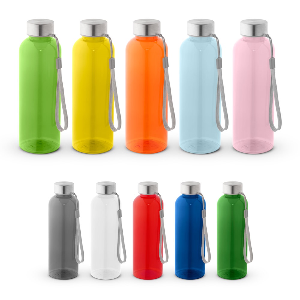 Bouteille PET recyclé (100% rPET) translucide, finition brillante 600 mL