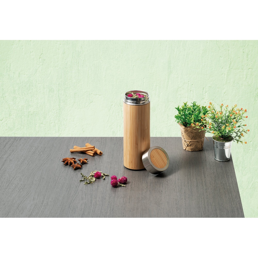 Bouteille thermos en bambou et acier inoxydable (90 % recyclé) 430 mL