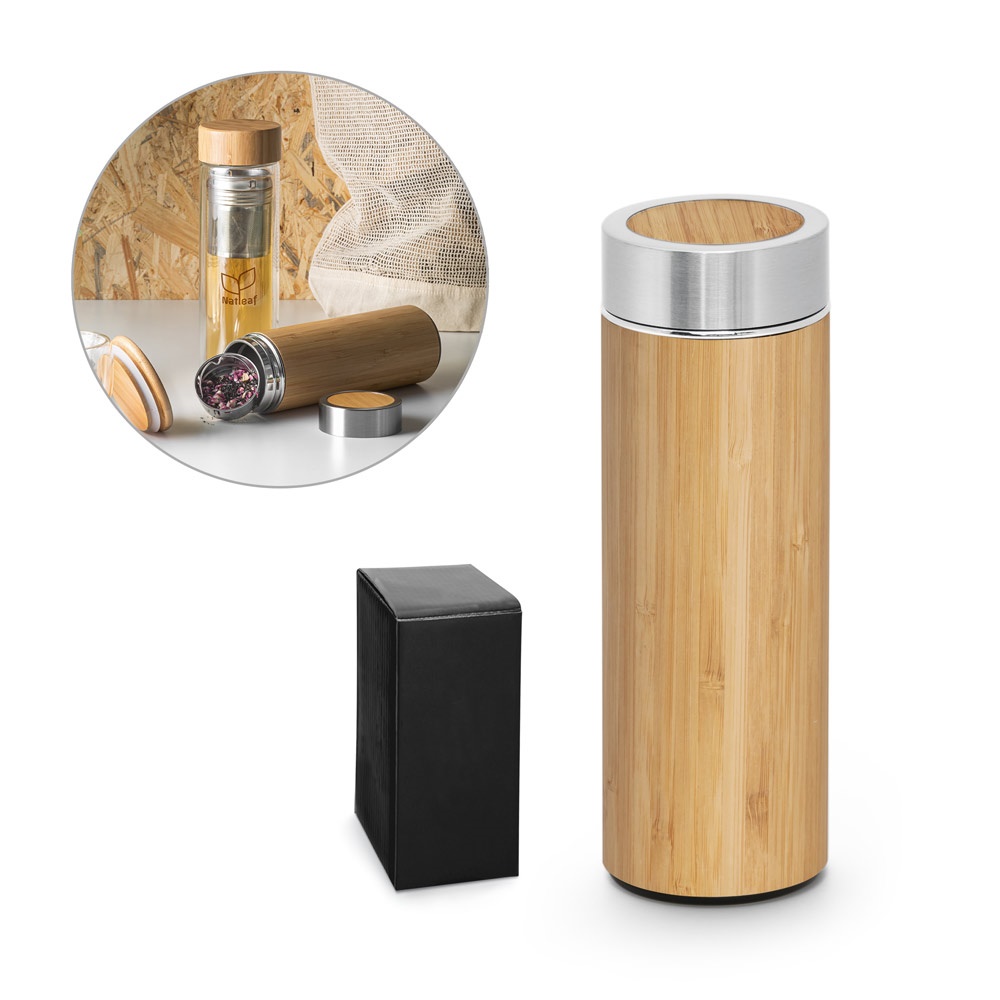 Bouteille thermos en bambou et acier inoxydable (90 % recyclé) 430 mL
