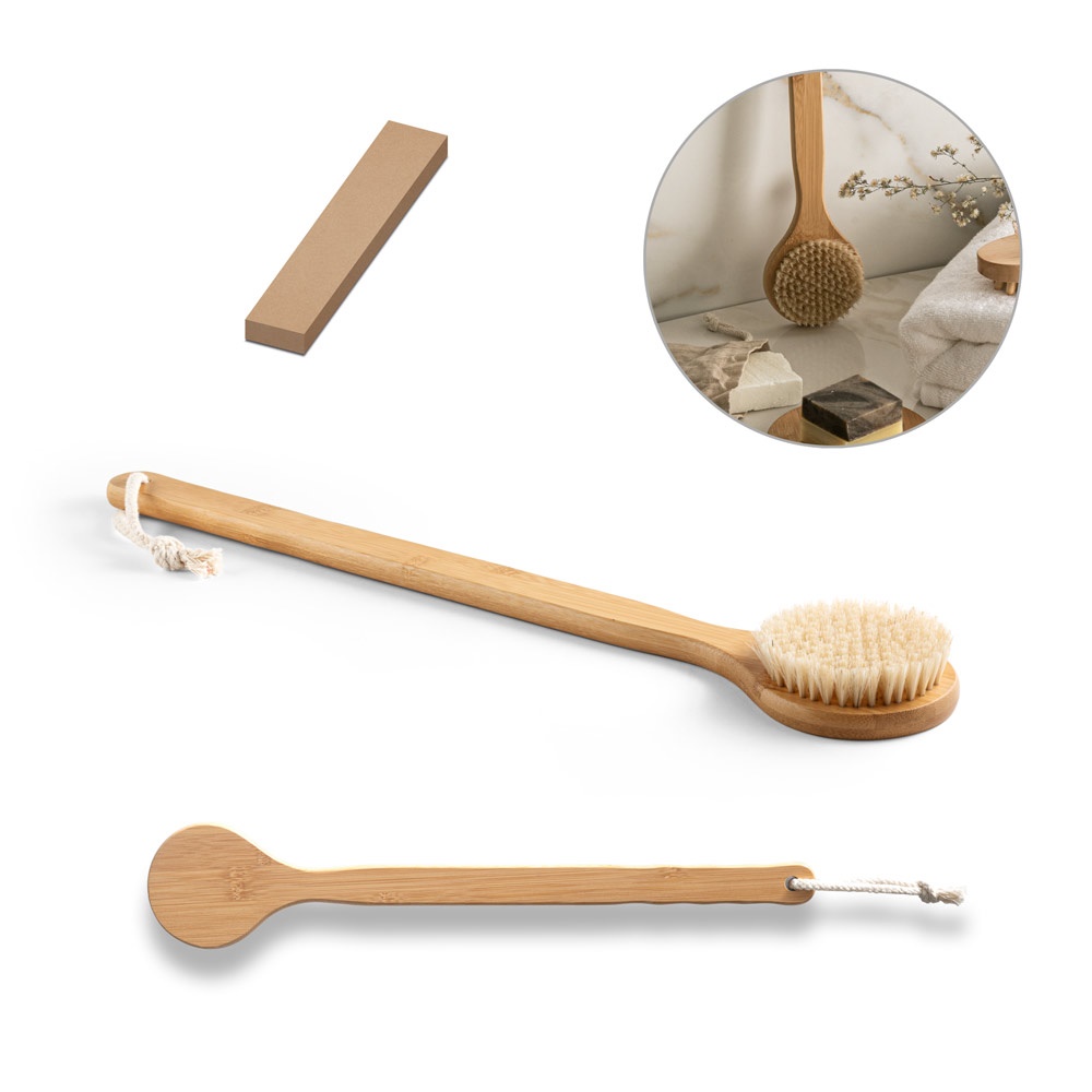 Brosse de bain avec corps en bambou