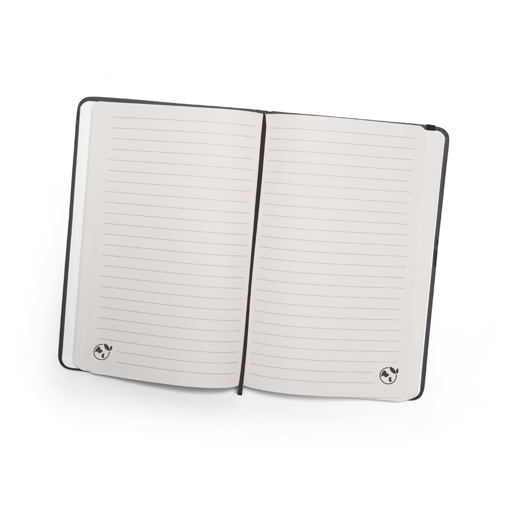 Cahier A5 à couverture rigide en PU (35% recyclé) avec pages lignées en papier 100% recyclé