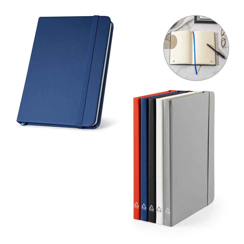 Cahier A5 à couverture rigide en PU (35% recyclé) avec pages lignées en papier 100% recyclé