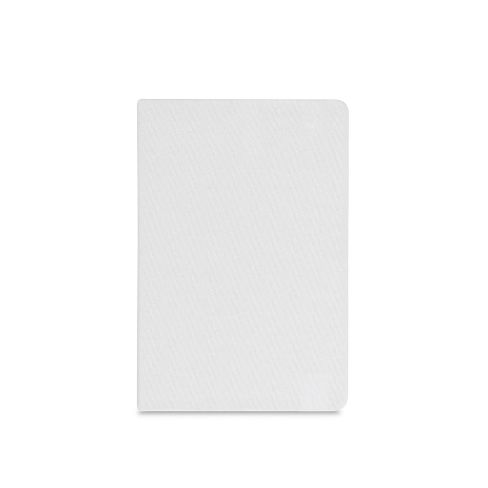 Cahier A5 en polyester recyclé (100% rPET) 300D, idéal pour la personnalisation par sublimation