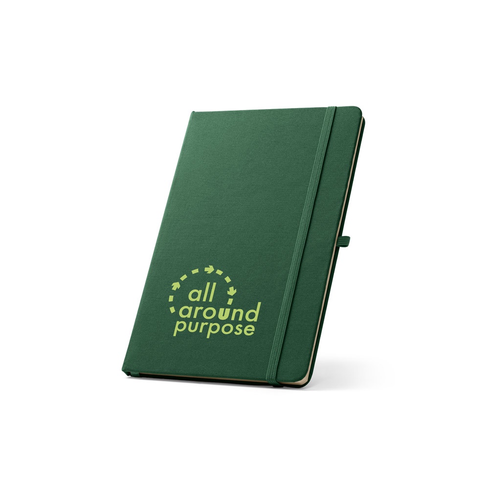 Cahier A5 en polyester recyclé (100% rPET) avec pages lignées