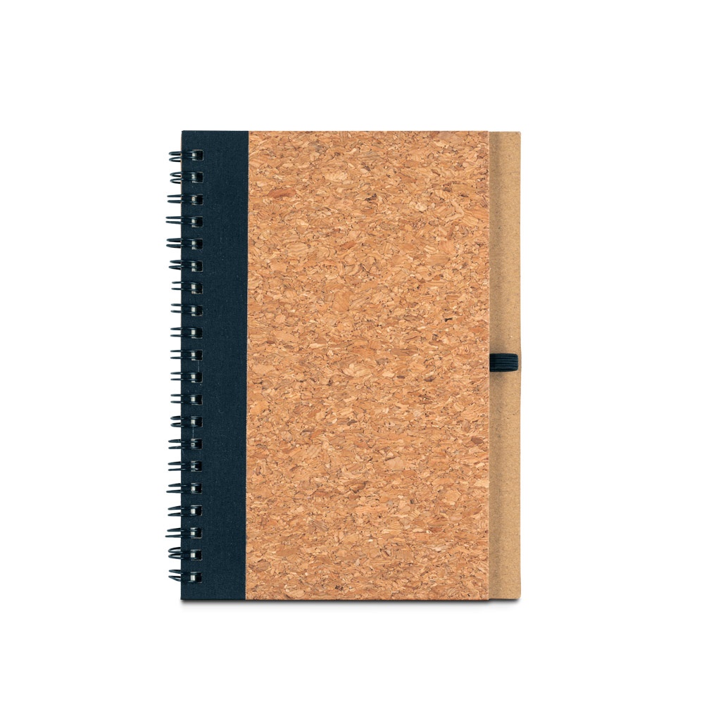 Carnet B6 en liège et polyester recyclé (100% rPET) avec stylo bille