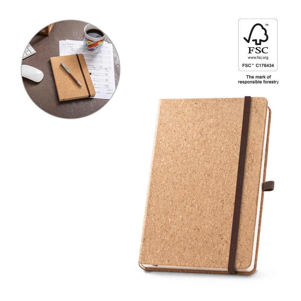 Carnet de notes A5 en liège avec pages blanches