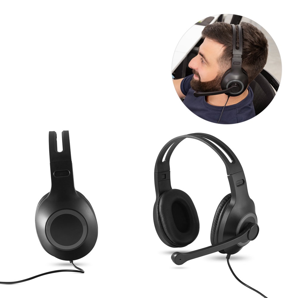 Casque audio ajustable en ABS et PP avec microphone