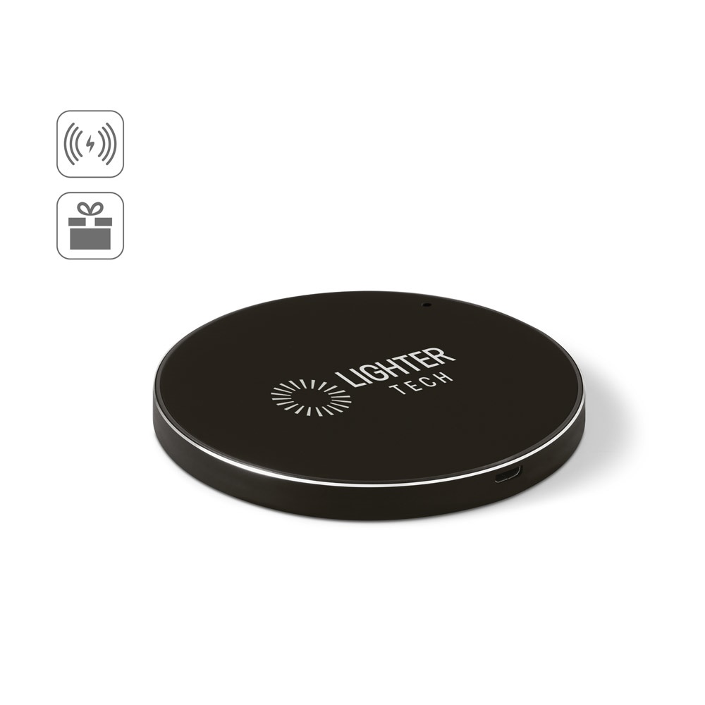 Chargeur sans fil 10W fast en ABS recyclé (100 % rABS) et aluminium recyclé (100 % rAL)