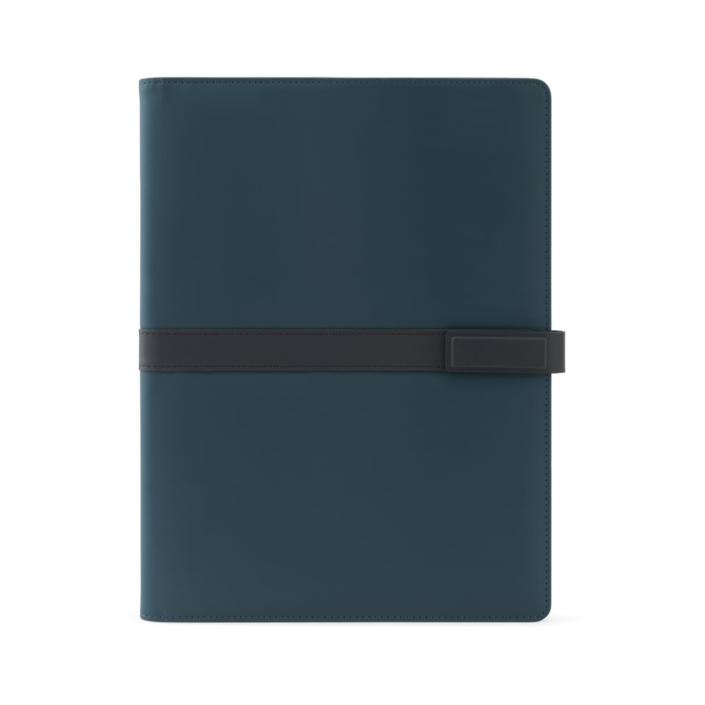 Chemise A4 en PU (50% recyclé) avec fermeture magnétique et bloc-notes avec pages lignées