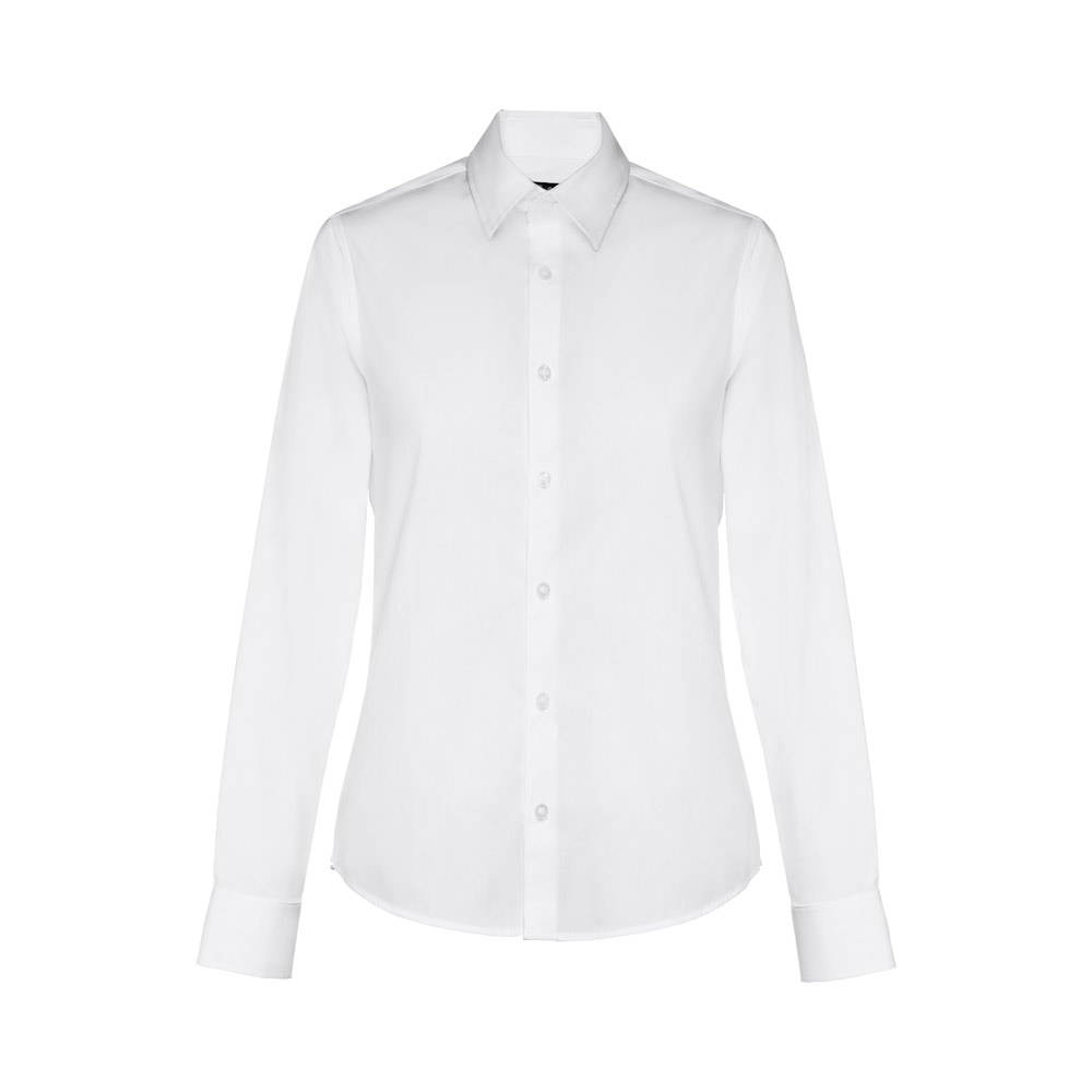 Chemise en popeline à manches longues pour femmes. Couleur blanche