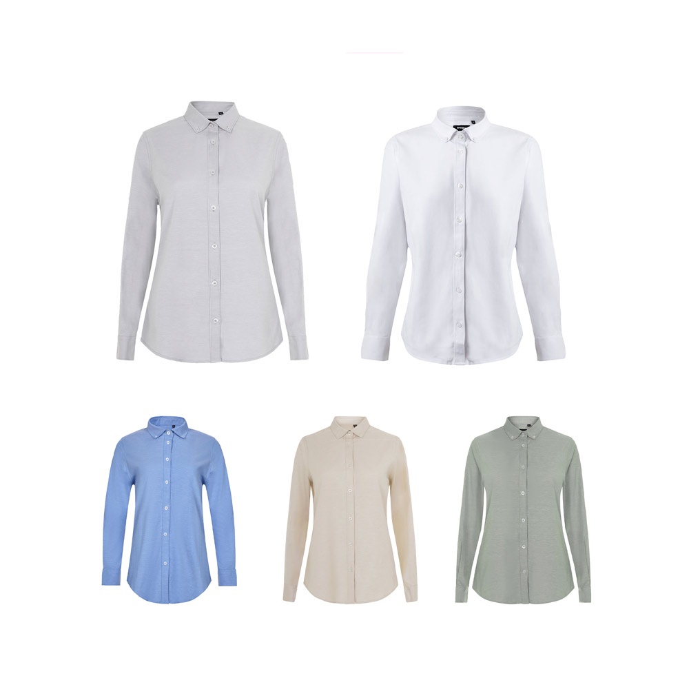 Chemise Oxford (180 g/m²) pour femmes, composée de coton (50 %), polyester (45 %) et élasthanne (5 %)