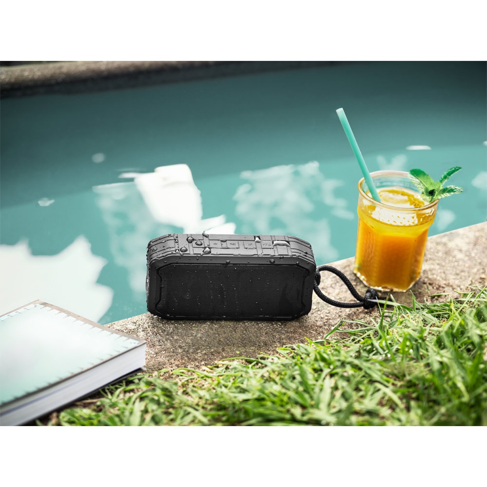 Enceinte portable 10W avec IPX7 et autonomie de 9h en ABS recyclé