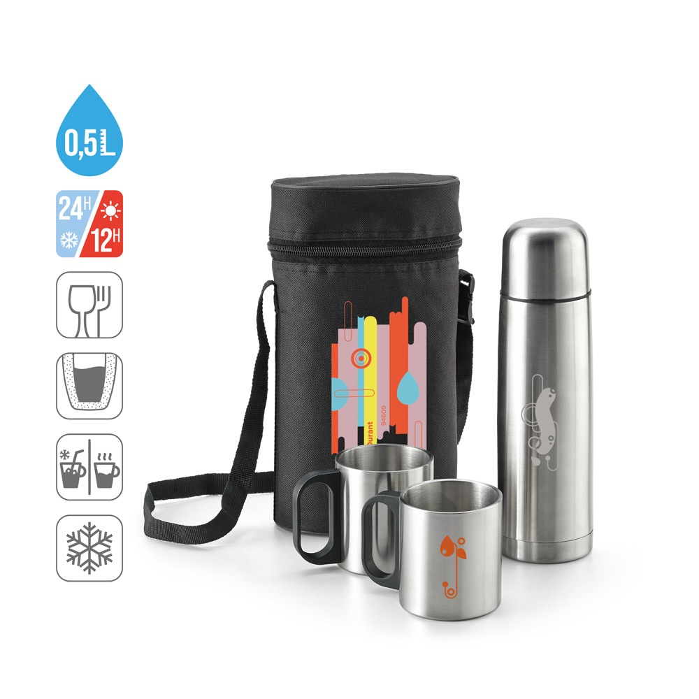 Ensemble thermos et mug en acier inoxydable