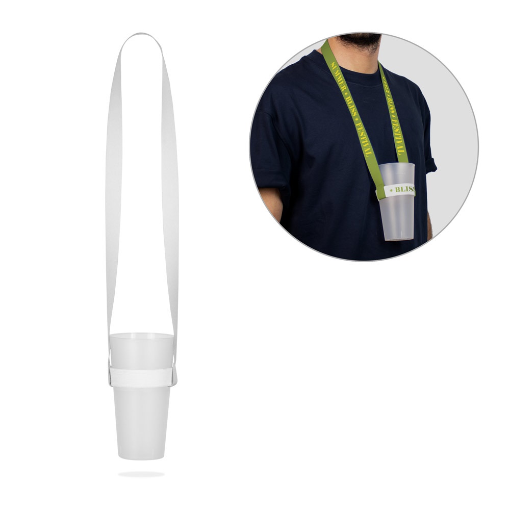 Lanière SET SUBLIMATION Long II (20 mm) Duo en polyester recyclé (100 % rPET) avec porte-gobelet élastique sublimable