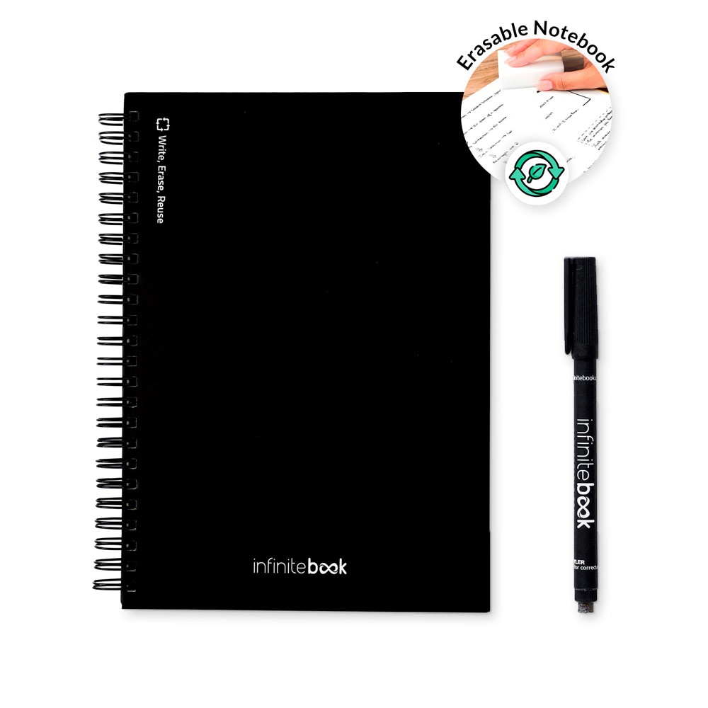 Le set comprend un "Infinitebook", un kit de nettoyage, un marqueur et un porte-marqueur