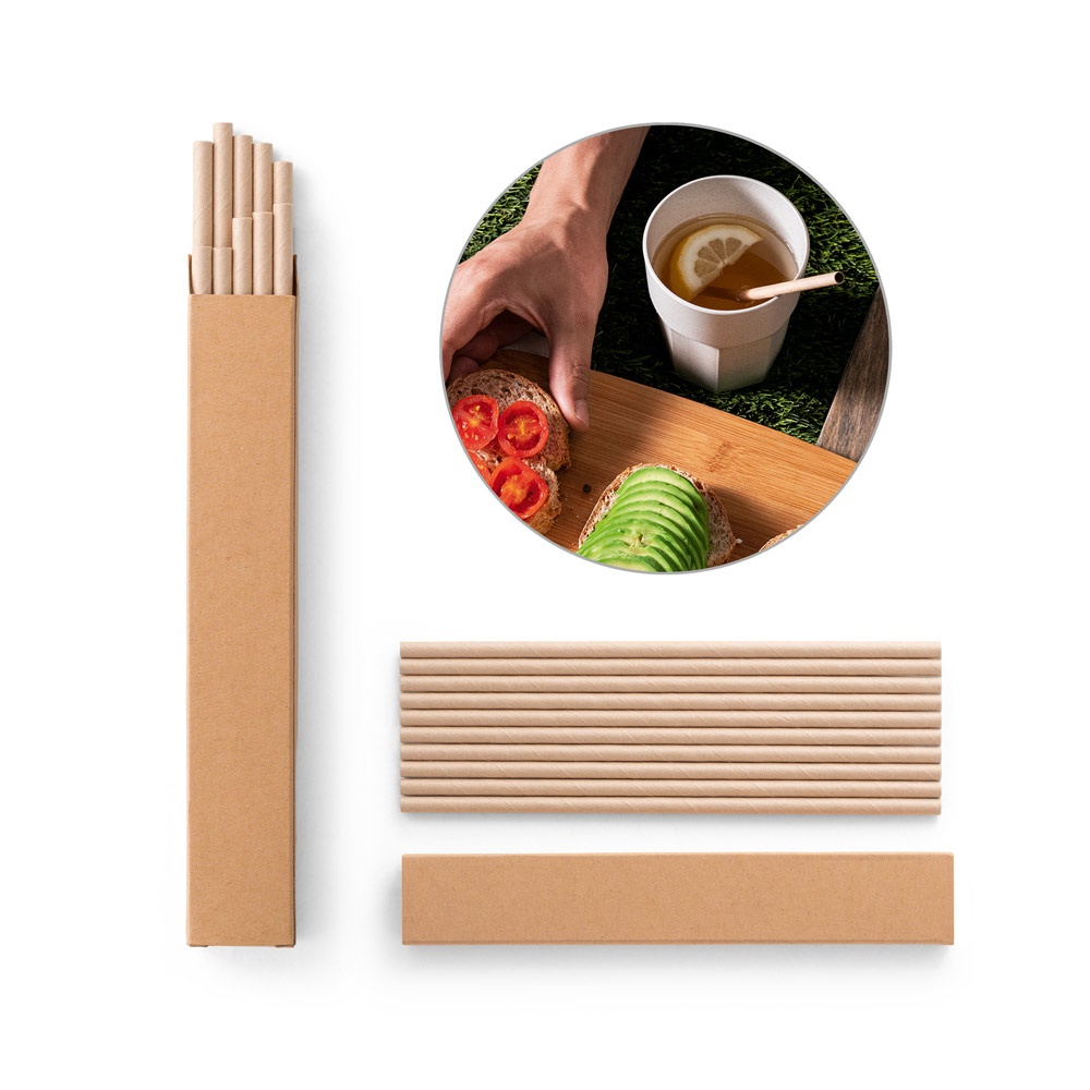Lot de 10 pailles en papier kraft