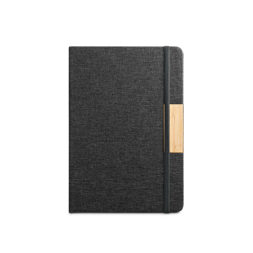 MÁRQUEZ. Cahier A5 à couverture rigide fabriquée à partir de tissu PET 100% recyclé, avec pages lignées en papier 100% recyclé