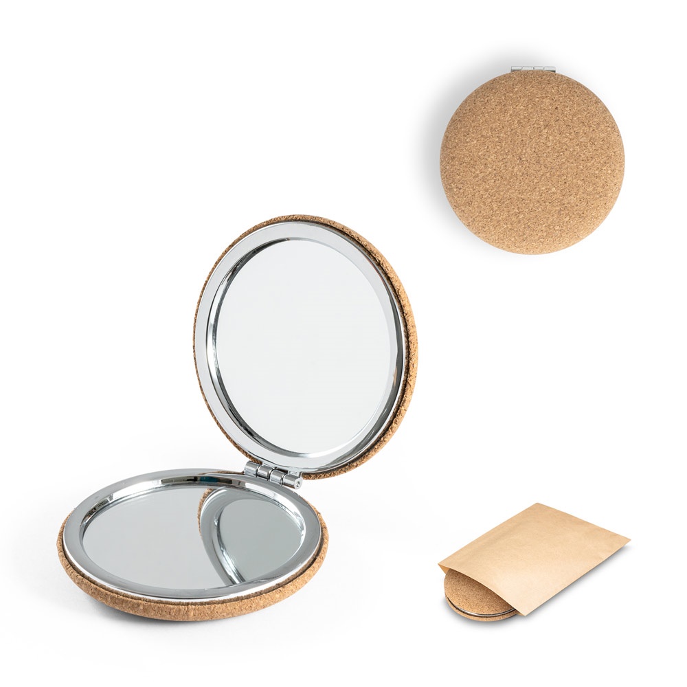 Miroir de sac à main double en liège