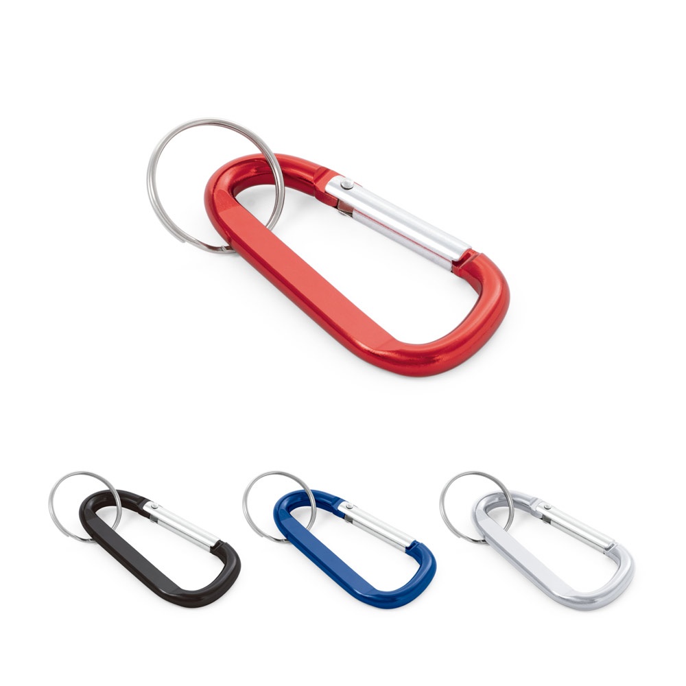 Mousqueton en aluminium avec anneau porte-clé
