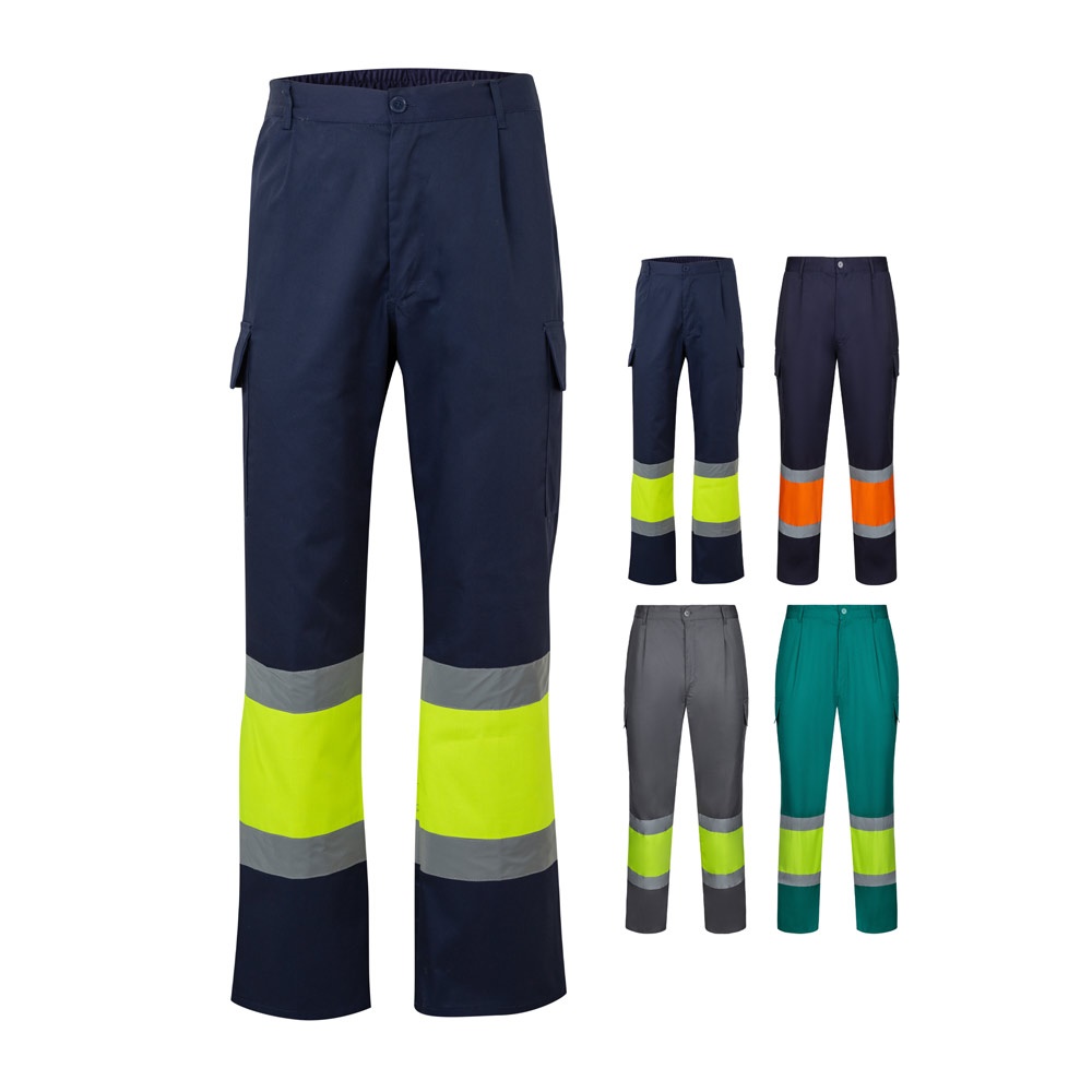 Pantalon bicolore en sergé (190g/m²), en coton (20%) et polyester (80%)