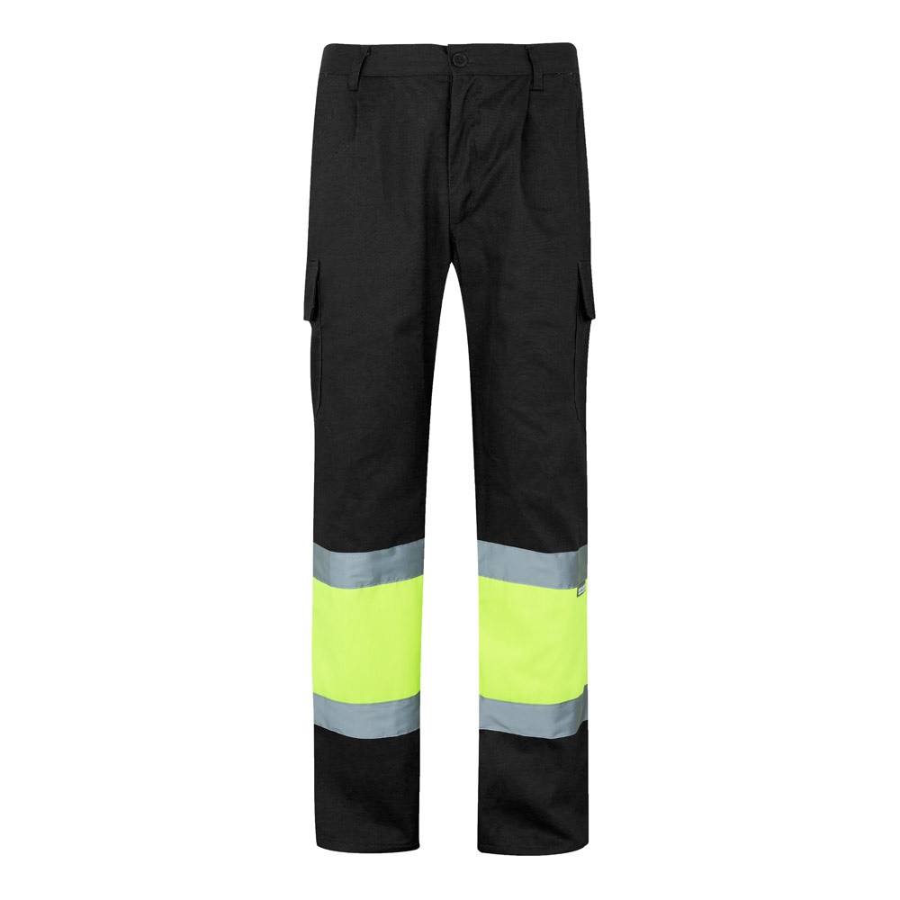Pantalon bicolore en sergé (210g/m²), doublé, multi-poches, en coton (20%) et polyester (80%)