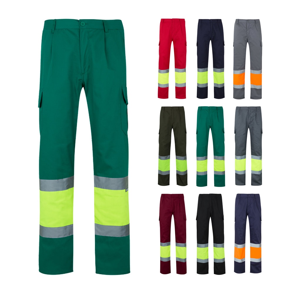 Pantalon bicolore en sergé multipoches (210g/m²), en coton (20%) et polyester (80%)