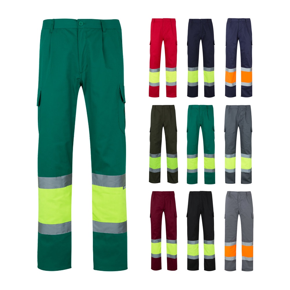 Pantalon bicolore en sergé multipoches (210g/m²), en coton (20%) et polyester (80%)