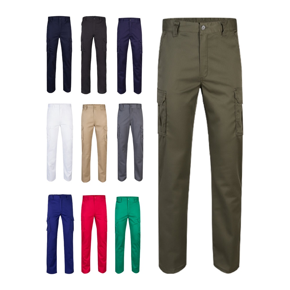 Pantalon stretch, multipoches (240g/m²) en coton (46%), EME (38%) et polyester (16%)