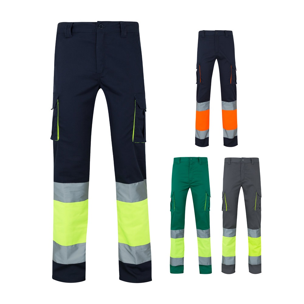 Pantalon stretch multipoches bicolore (240g/m²), en coton (46%), EME (38%) et polyester (16%)