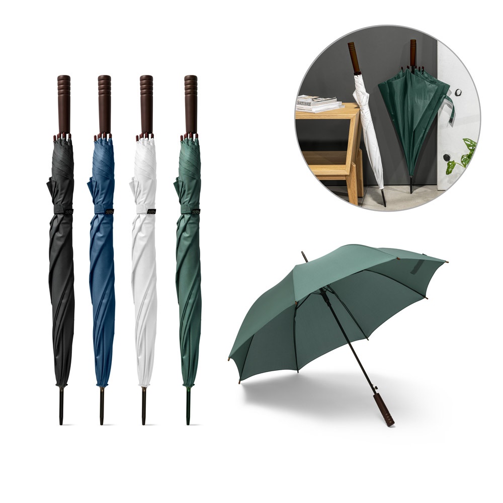 Parapluie en polyester recyclé (100% rPET) pongee avec ouverture automatique