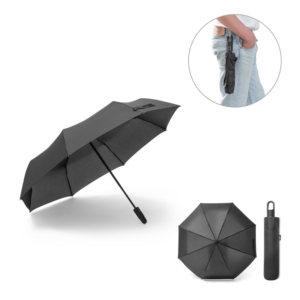 Parapluie pongé 190T polyester recyclé (100% rPET) avec ouverture et fermeture automatiques