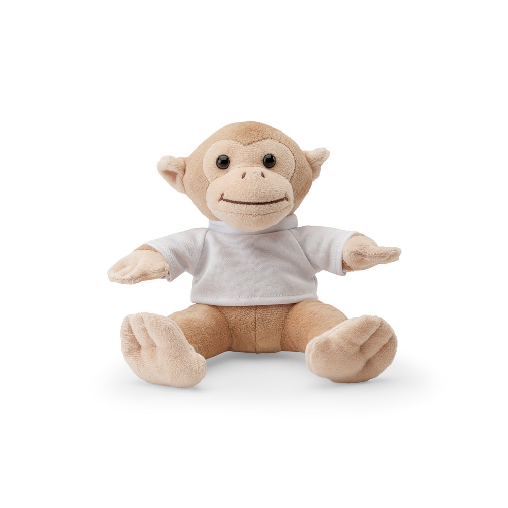 Peluche en polyester, en forme de singe, avec t-shirt
