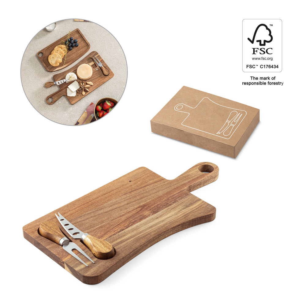 Plateau à fromage en bois d'acacia avec poignée