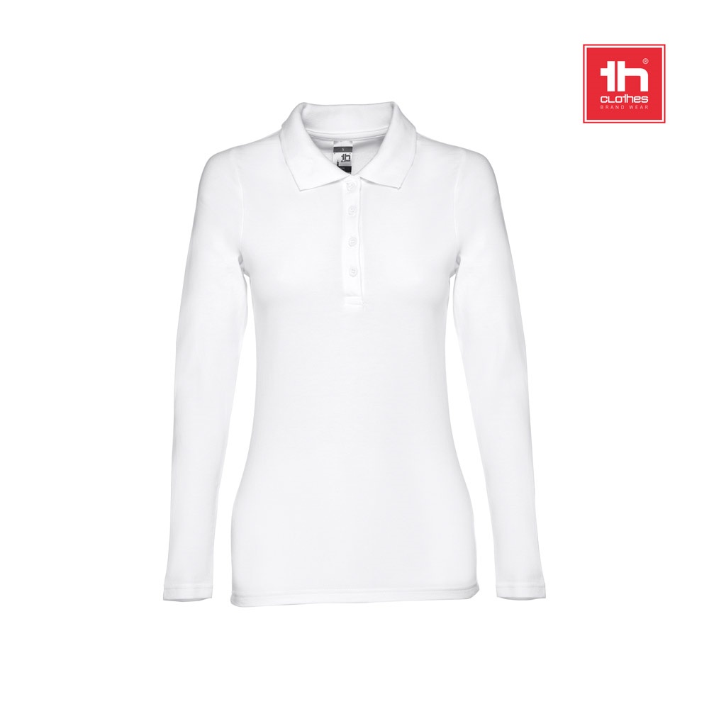 Polo à manches longues pour femmes en coton cardé