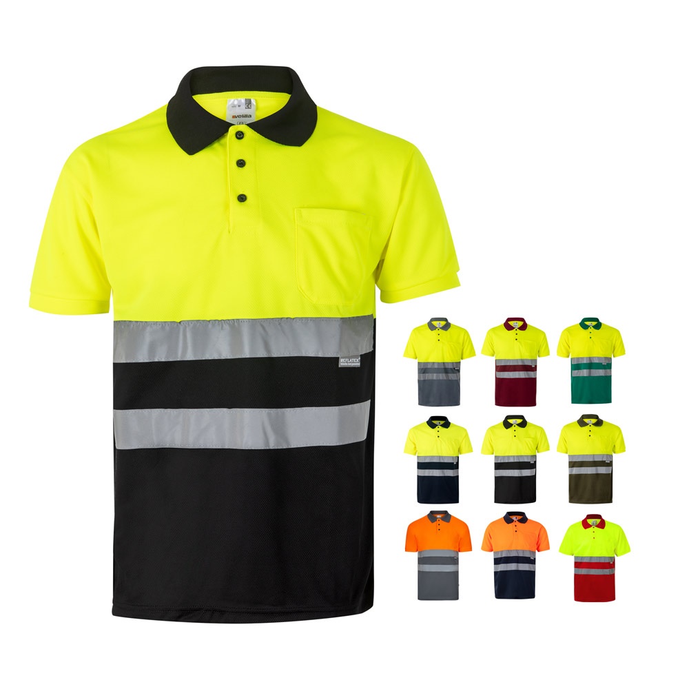 Polo bicolore (160g/m²) à manches courtes, en polyester (100%)