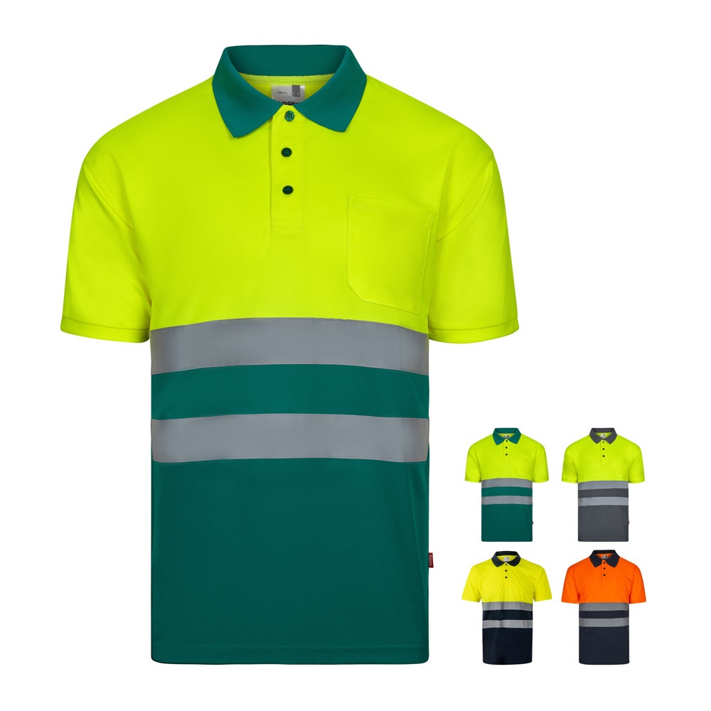 Polo Bird-eye (140g/m²) à manches courtes, en polyester (100%)