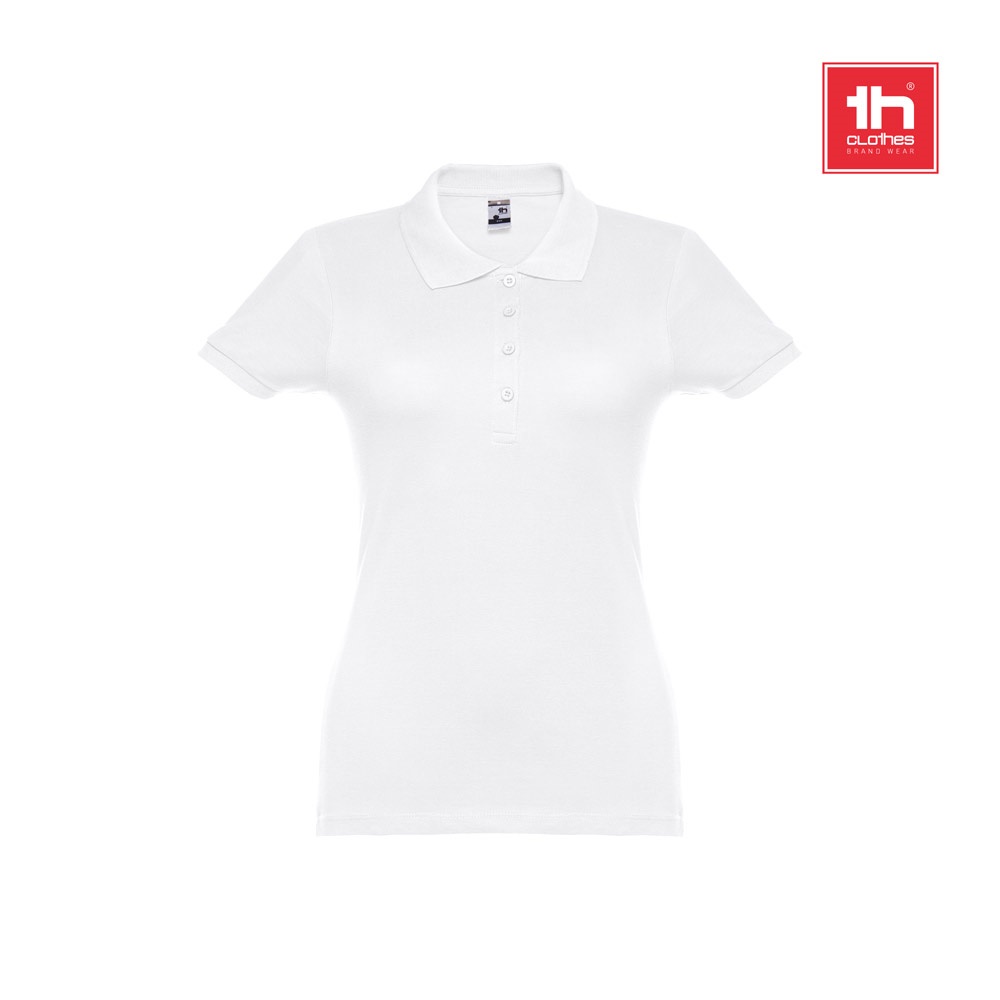 Polo manches courtes ceinturé pour femme en coton cardé