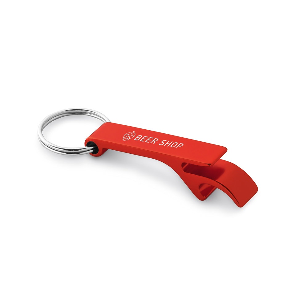 Porte-clés avec décapsuleur en aluminium recyclé (100% rAL)