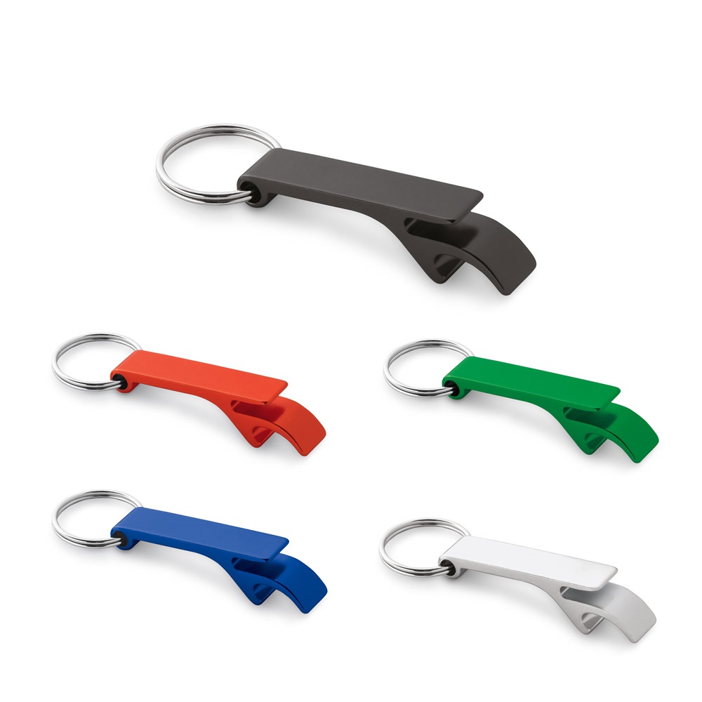 Porte-clés avec décapsuleur en aluminium recyclé (100% rAL)