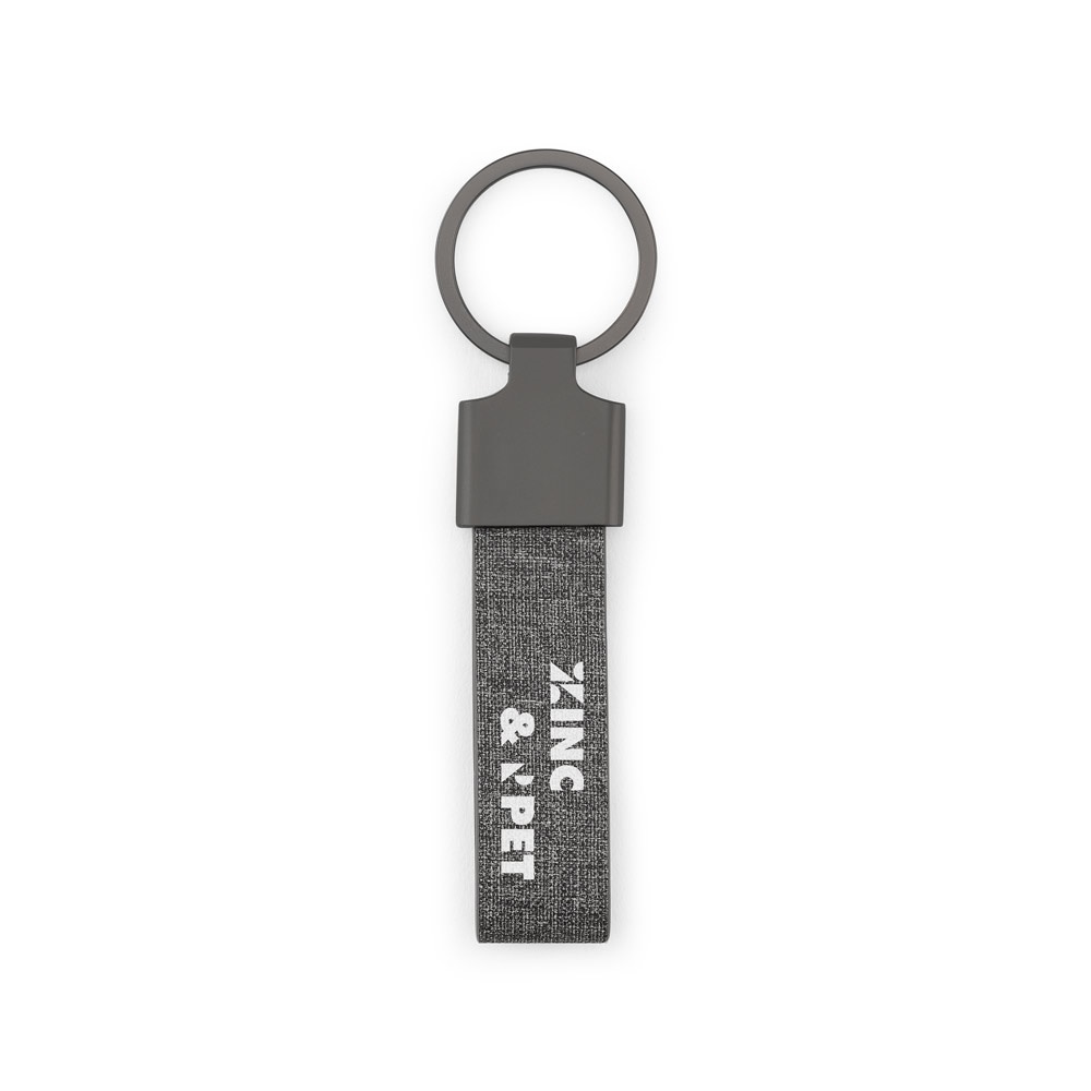 Porte-clés de forme rectangulaire en métal et pet recyclé (30% recyclé)
